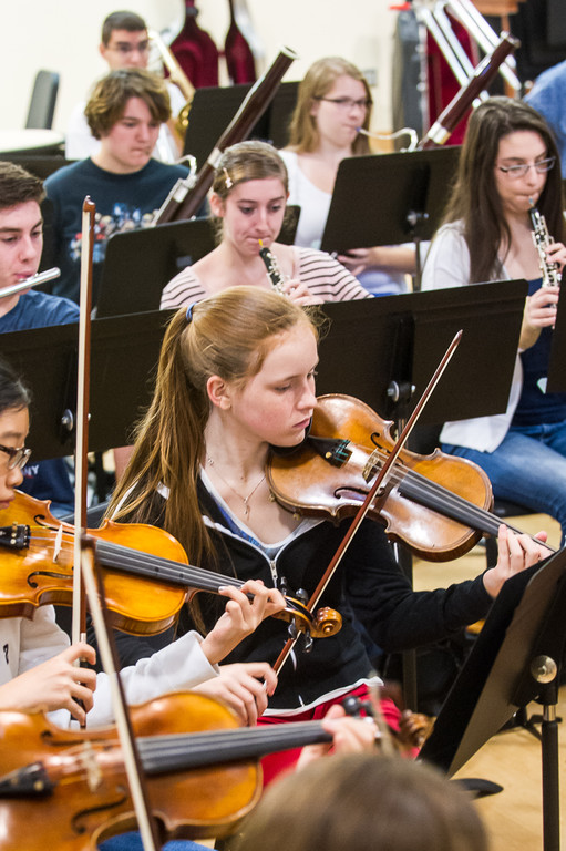 The RI Philharmonic Youth Symphony Orchestra in rehearsal at the Music School